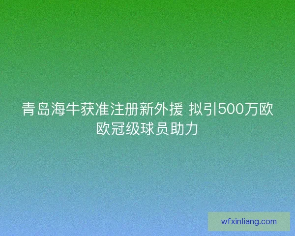 青岛海牛获准注册新外援 拟引500万欧欧冠级球员助力